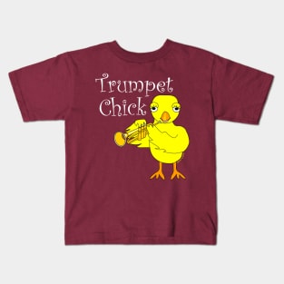 Trumpet Chick White Text Kids T-Shirt